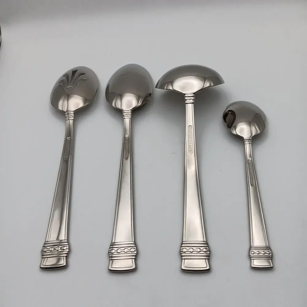 Lenox Hancock Platinum 4pc Server Set 18/8 Stainless F1atware GLOSSY RARE NOS